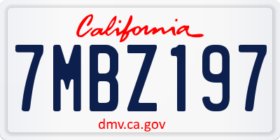 CA license plate 7MBZ197