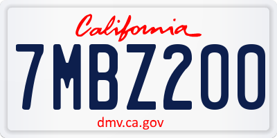 CA license plate 7MBZ200