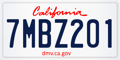 CA license plate 7MBZ201