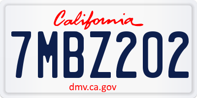 CA license plate 7MBZ202