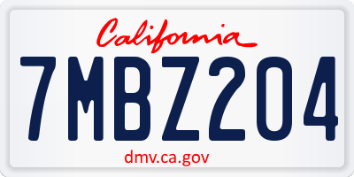 CA license plate 7MBZ204