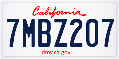 CA license plate 7MBZ207