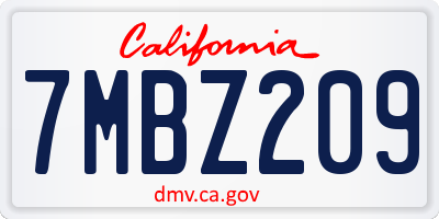 CA license plate 7MBZ209