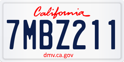 CA license plate 7MBZ211