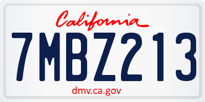 CA license plate 7MBZ213