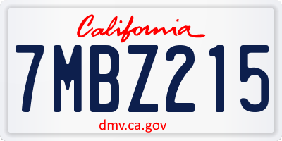 CA license plate 7MBZ215