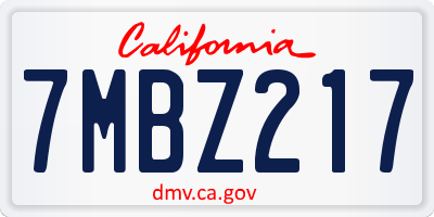 CA license plate 7MBZ217