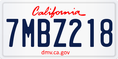 CA license plate 7MBZ218