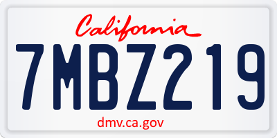 CA license plate 7MBZ219