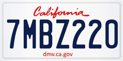 CA license plate 7MBZ220