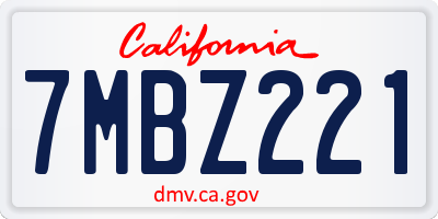 CA license plate 7MBZ221
