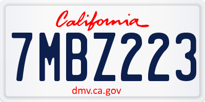 CA license plate 7MBZ223