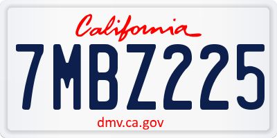 CA license plate 7MBZ225