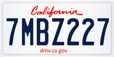 CA license plate 7MBZ227
