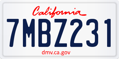 CA license plate 7MBZ231