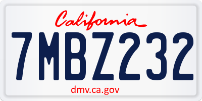 CA license plate 7MBZ232