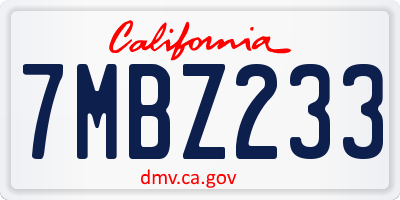 CA license plate 7MBZ233