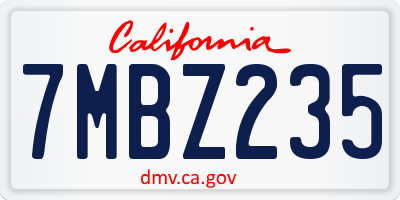 CA license plate 7MBZ235