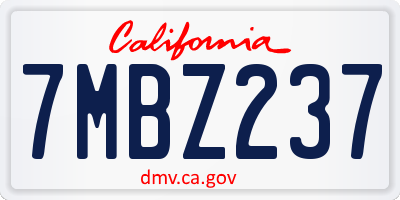 CA license plate 7MBZ237
