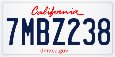 CA license plate 7MBZ238