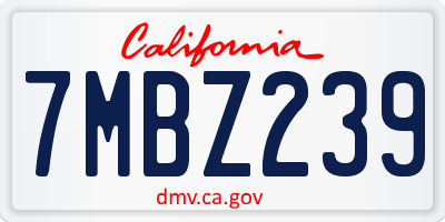 CA license plate 7MBZ239