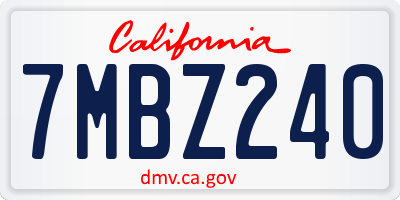 CA license plate 7MBZ240