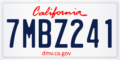 CA license plate 7MBZ241