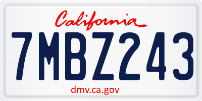 CA license plate 7MBZ243