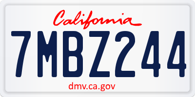 CA license plate 7MBZ244