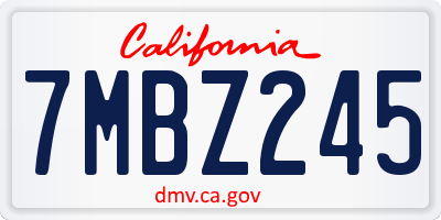 CA license plate 7MBZ245