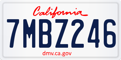 CA license plate 7MBZ246