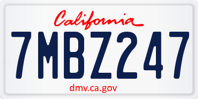 CA license plate 7MBZ247