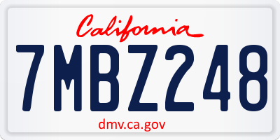 CA license plate 7MBZ248
