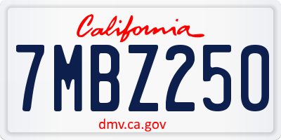 CA license plate 7MBZ250
