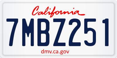 CA license plate 7MBZ251