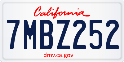 CA license plate 7MBZ252
