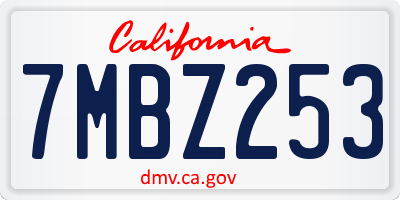 CA license plate 7MBZ253