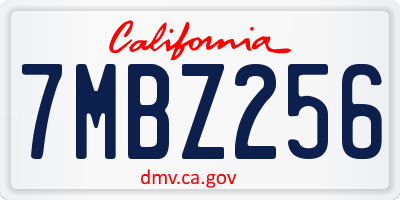 CA license plate 7MBZ256