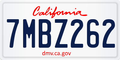 CA license plate 7MBZ262