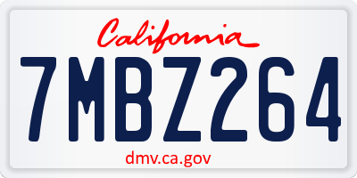 CA license plate 7MBZ264