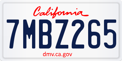 CA license plate 7MBZ265