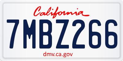 CA license plate 7MBZ266