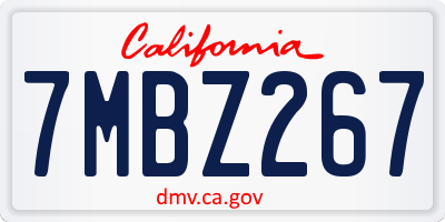 CA license plate 7MBZ267