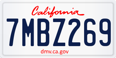 CA license plate 7MBZ269