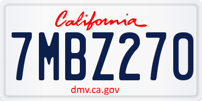 CA license plate 7MBZ270
