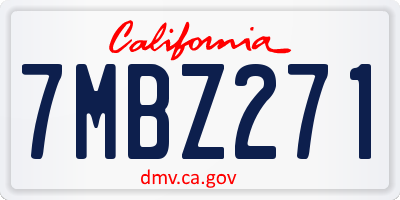 CA license plate 7MBZ271