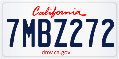 CA license plate 7MBZ272