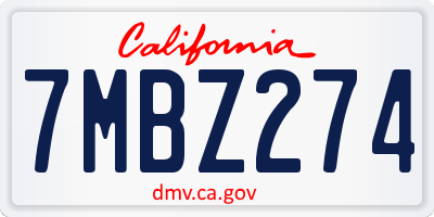 CA license plate 7MBZ274
