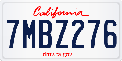 CA license plate 7MBZ276