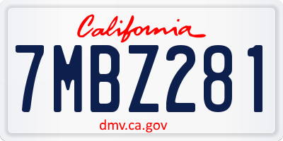 CA license plate 7MBZ281